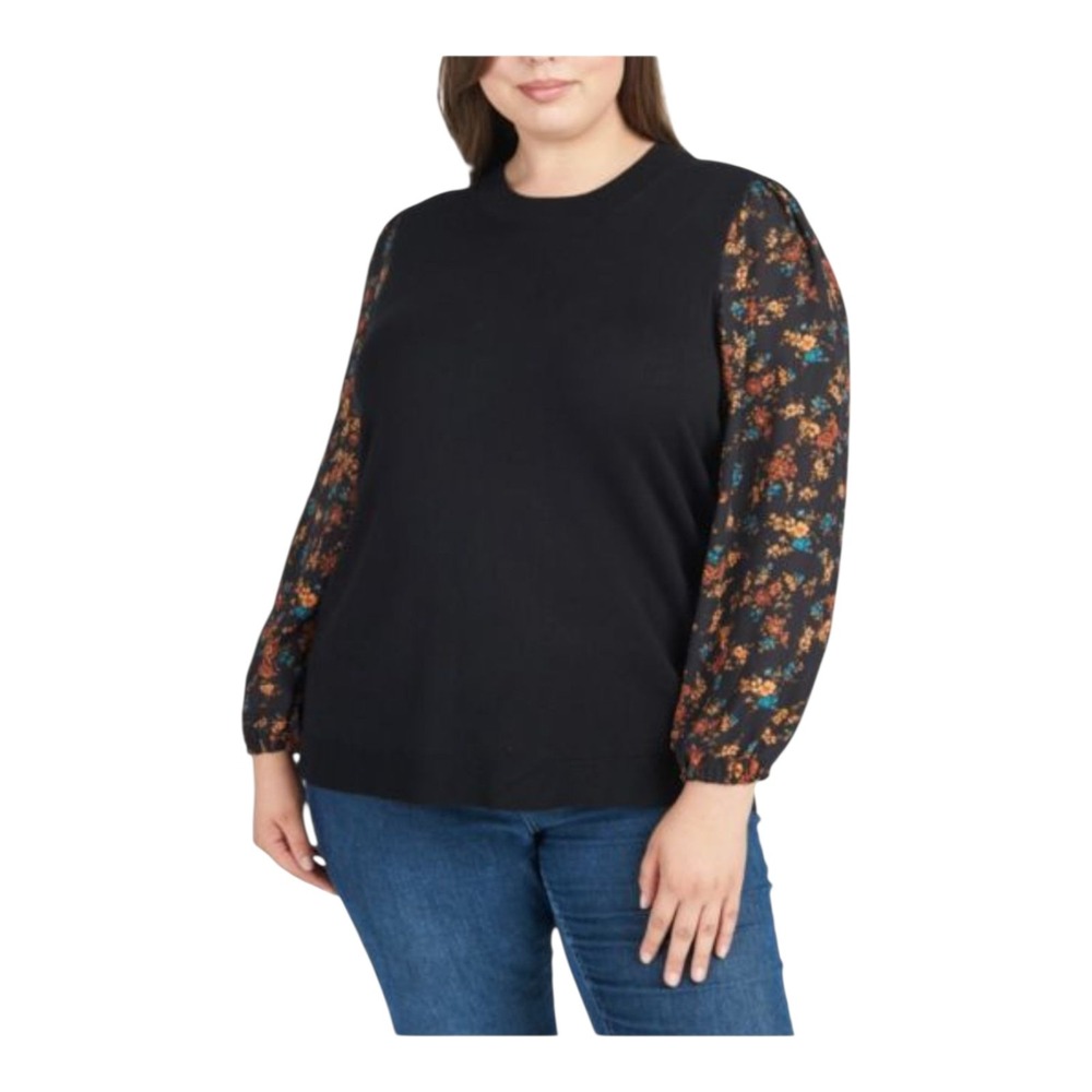 Daniel Rainn Womens XL Knit Top - Flowy Floral Sleeves- Boho Festival
